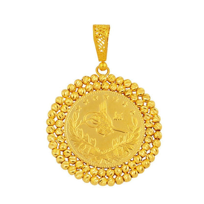 22K Yellow Gold Full Ottoman Resat Coin Pendant