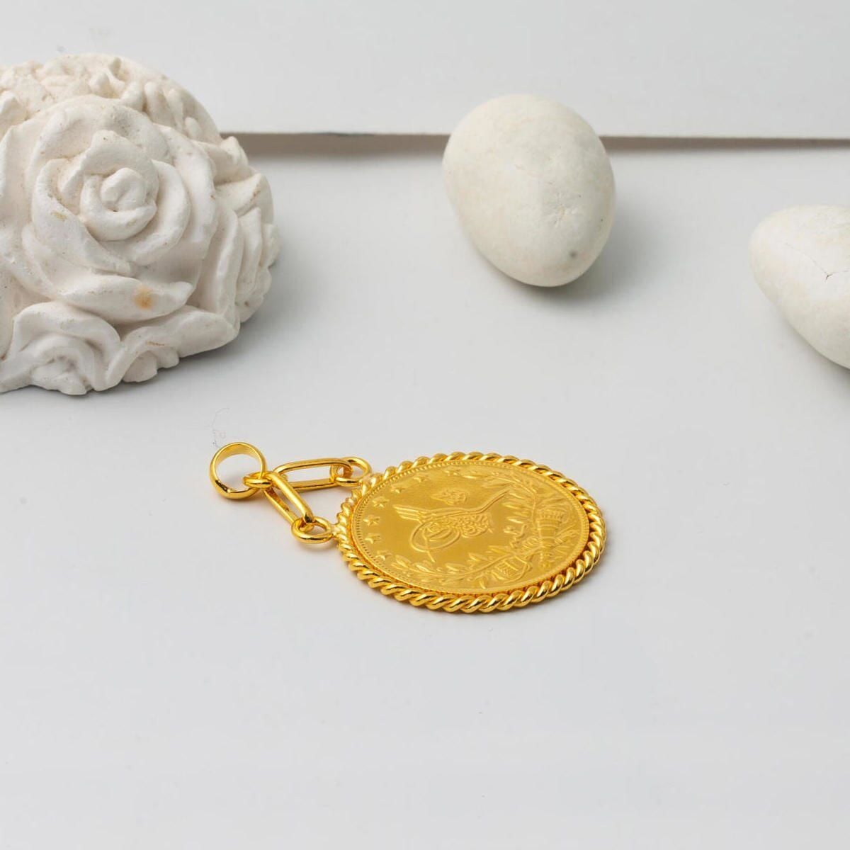 22K Yellow Gold Full Ottoman Resat Coin Pendant (11 g)