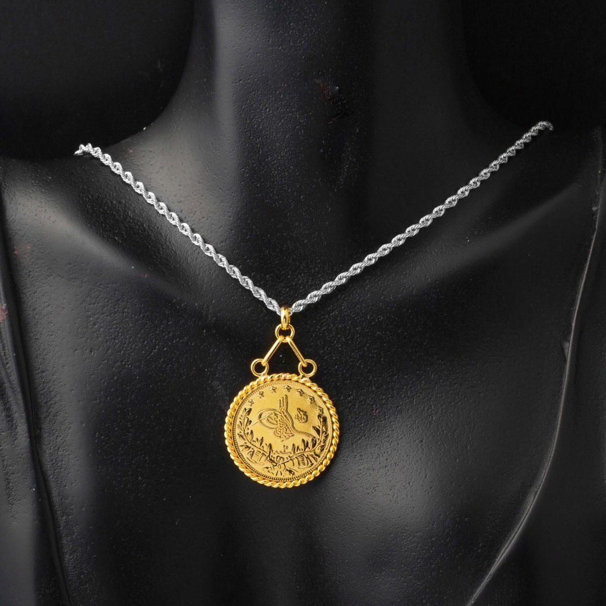 22K Yellow Gold Full Ottoman Resat Coin Pendant (11 g)