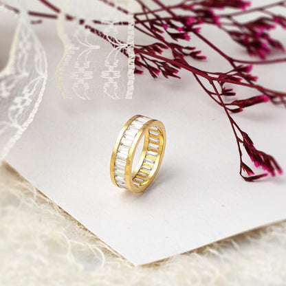 14K Yellow Gold Full Eternity Baguette Cubic Zirconia Ring (3.15 g)
