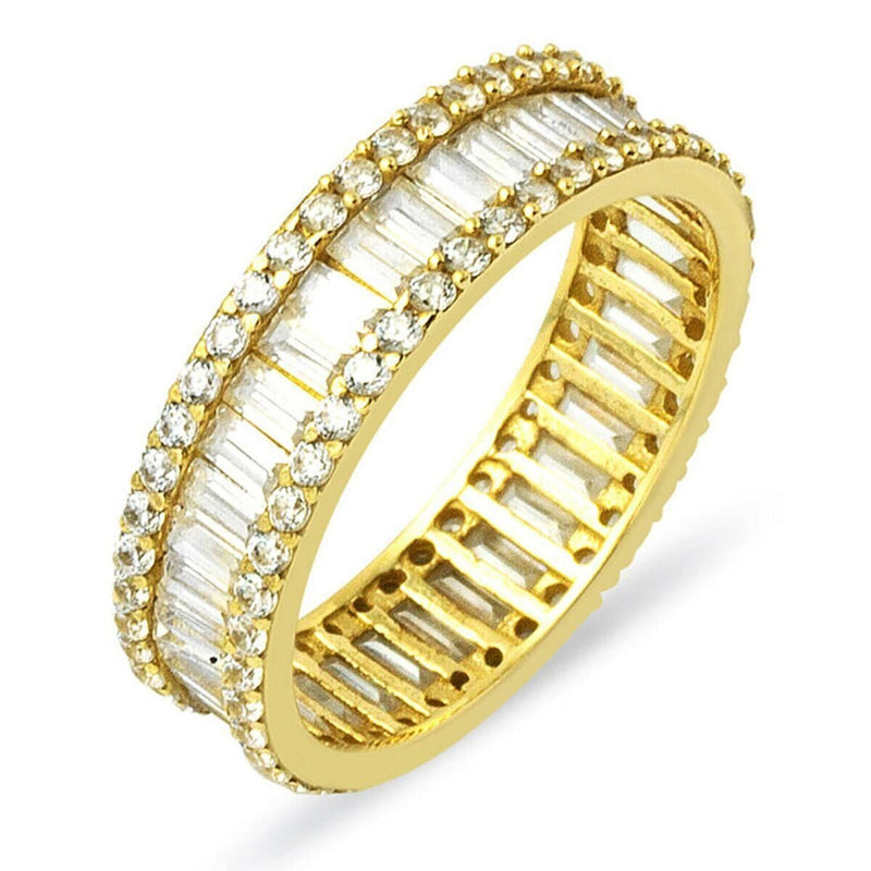 14K Yellow Gold Full Eternity Baguette Cubic Zirconia Ring