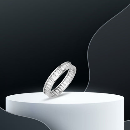14K White Gold Full Eternity Baguette Cubic Zirconia Ring