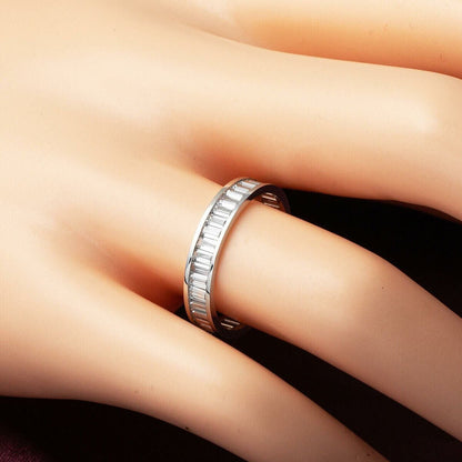 14K White Gold Full Eternity Baguette Cubic Zirconia Ring