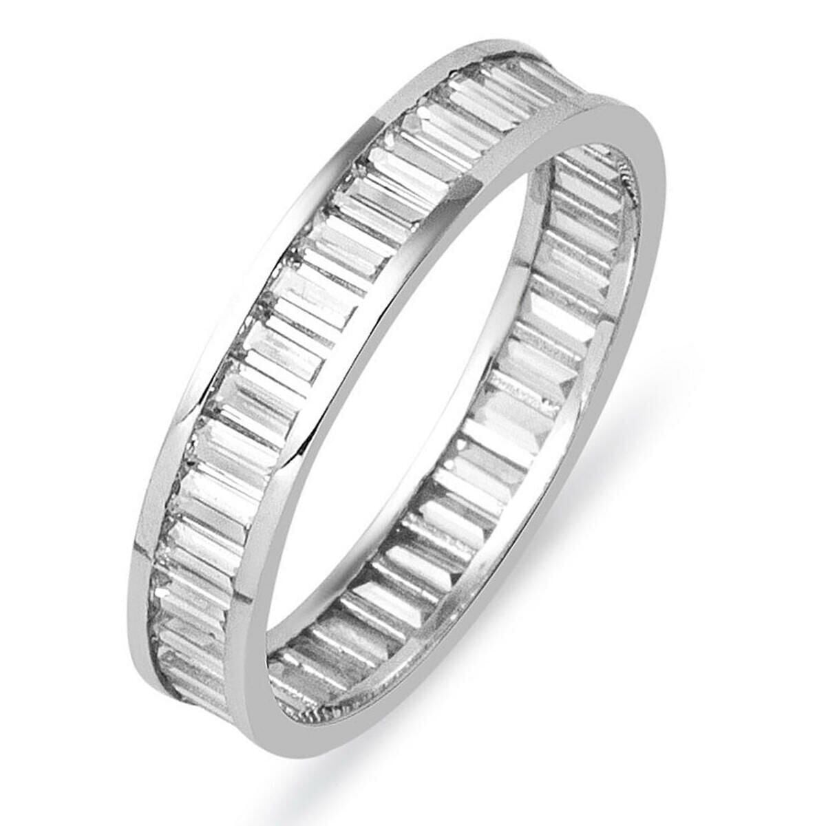 14K White Gold Full Eternity Baguette Cubic Zirconia Ring