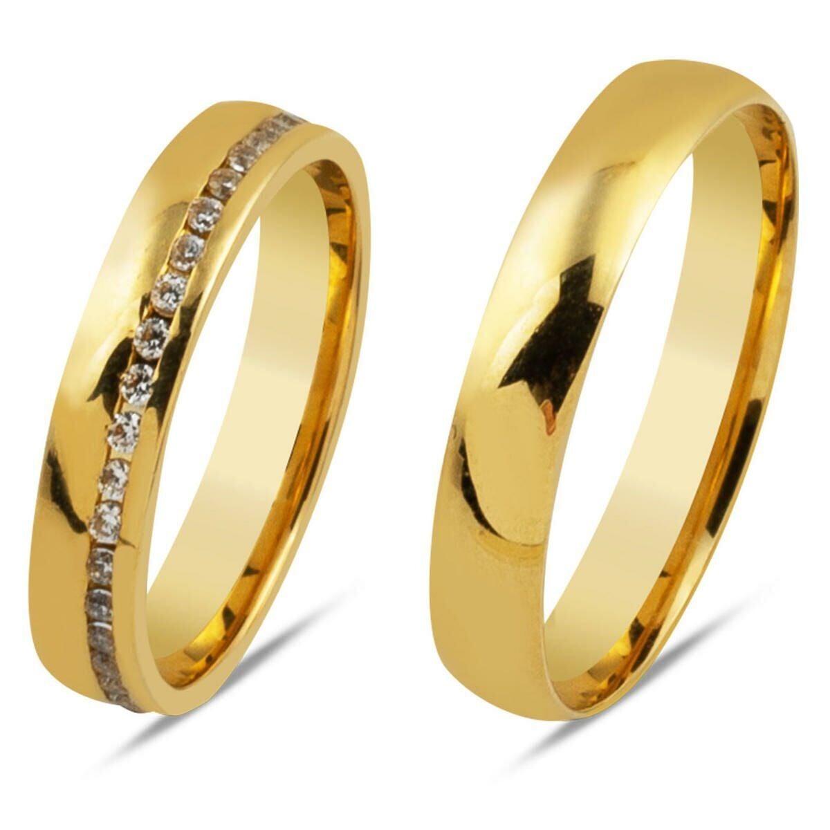 14K Yellow Gold Full Eternity Classic Double Cubic Zirconia Wedding Band