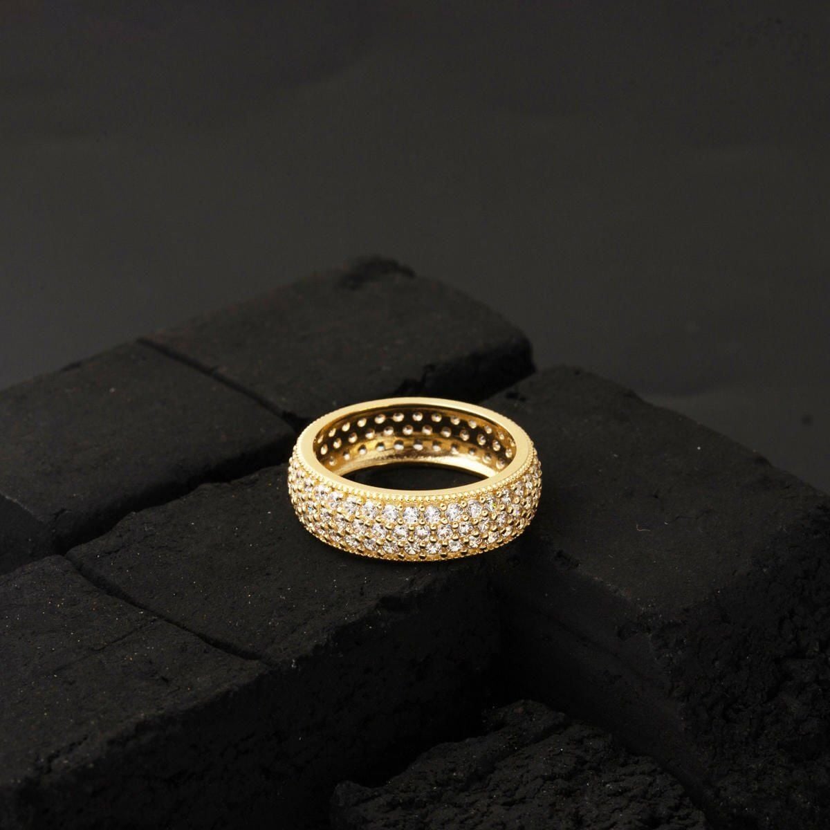 14K Yellow Gold Full Eternity Row Cubic Zirconia Ring