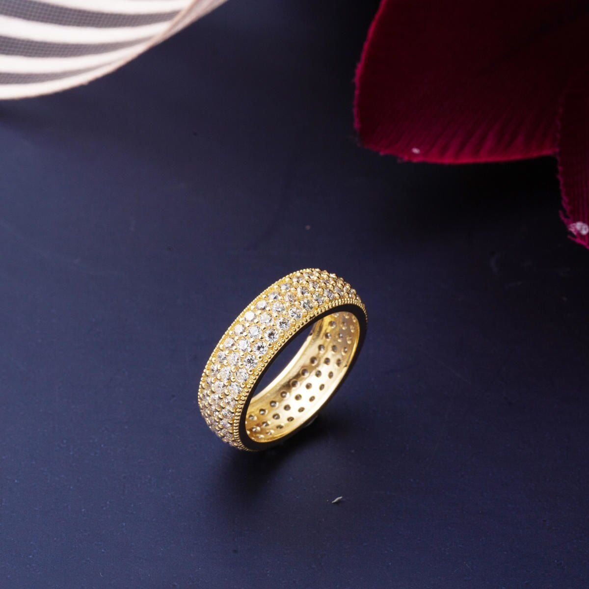 14K Yellow Gold Full Eternity Row Cubic Zirconia Ring