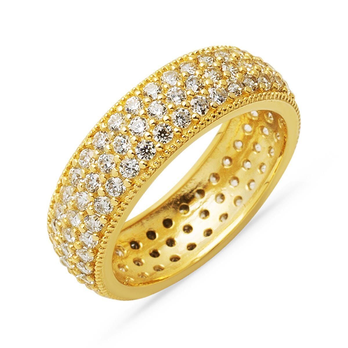 14K Yellow Gold Full Eternity Row Cubic Zirconia Ring