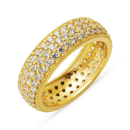 14K Yellow Gold Full Eternity Row Cubic Zirconia Ring