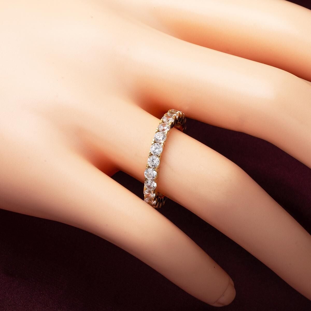 14K Yellow Gold Full Eternity Row Cubic Zirconia Ring (3.3 g)