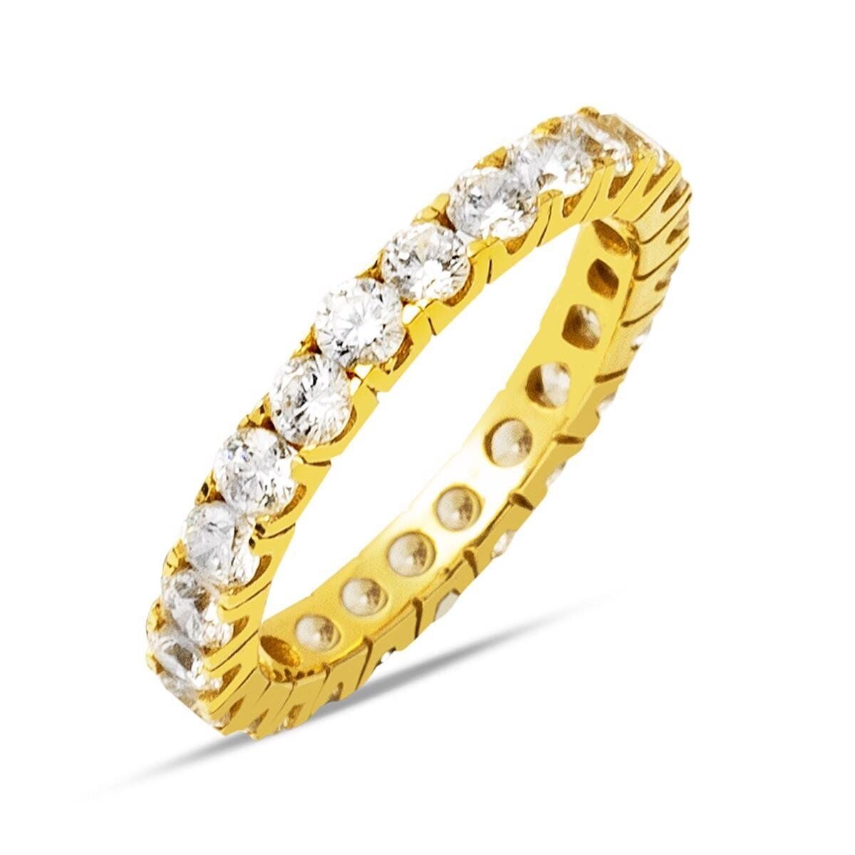 14K Yellow Gold Full Eternity Row Cubic Zirconia Ring (3.3 g)