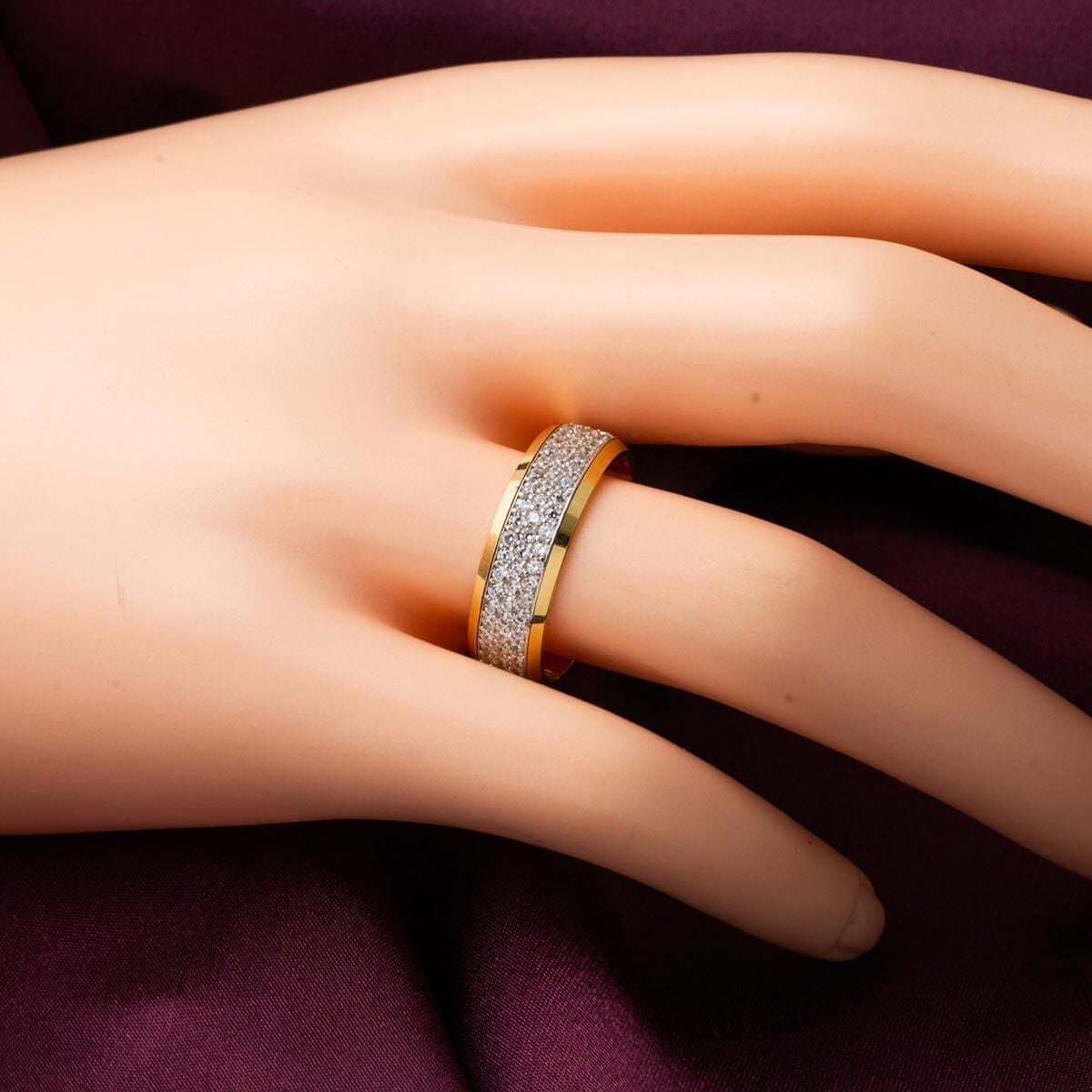 14K Yellow Gold Full Eternity Cubic Zirconia Wedding Band Ring