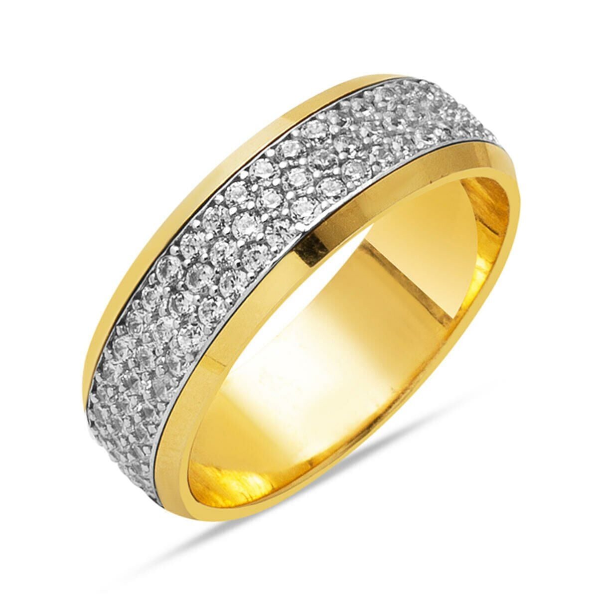 14K Yellow Gold Full Eternity Cubic Zirconia Wedding Band Ring