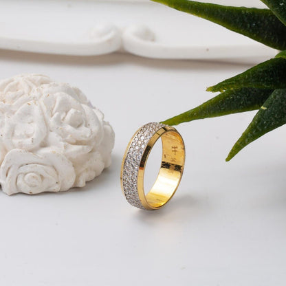 14K Yellow Gold Full Eternity Cubic Zirconia Wedding Band Ring