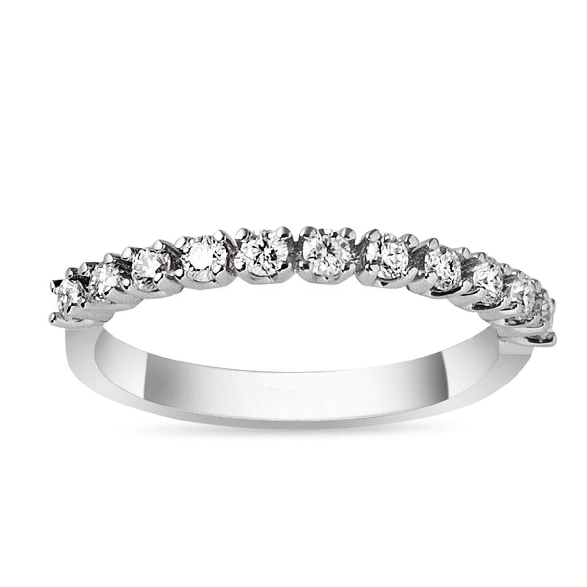 14K White Gold 0.33 Ct Half Eternity Moissanite Ring (2.04 g)