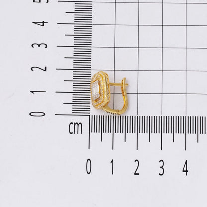 14K Yellow Gold Design Baguette Cubic Zirconia Earrings