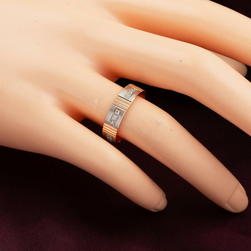 14K Rose Gold Cubic Zirconia Wedding Band Set