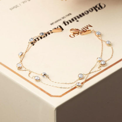 14K Rose Gold Designer Inspired Cubic Zirconia Chain Bracelet