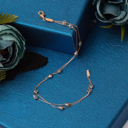 14K Rose Gold Designer Inspired Cubic Zirconia Chain Bracelet