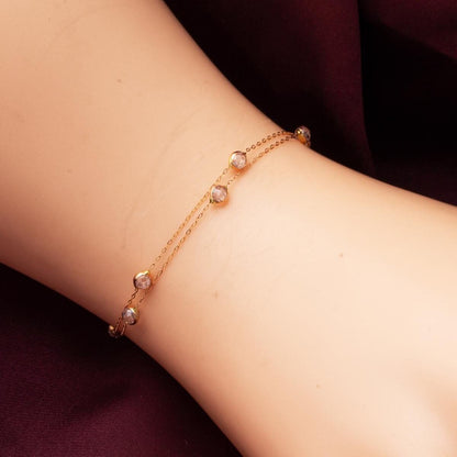 14K Rose Gold Designer Inspired Cubic Zirconia Chain Bracelet