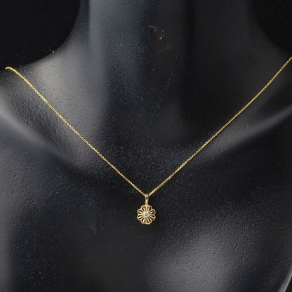 14K Yellow Gold Flower Cubic Zirconia Necklace