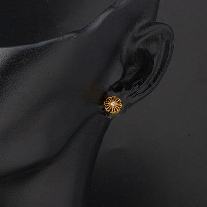 22K Yellow Gold Flower Cubic Zirconia Set