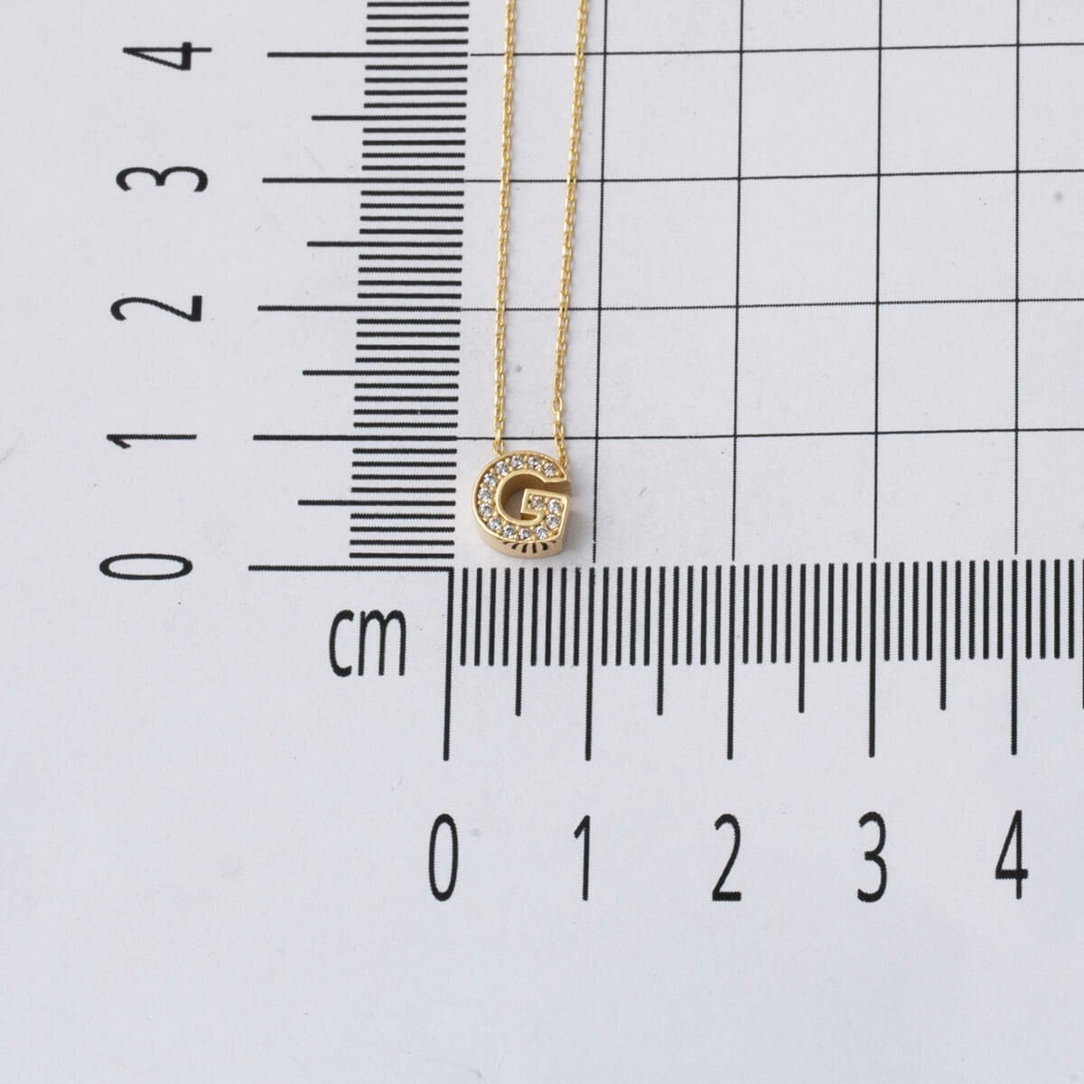14K Yellow Gold G Initial Minimalist Cubic Zirconia Necklace
