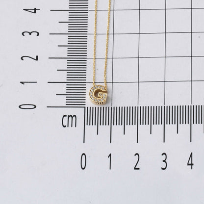 14K Yellow Gold G Initial Minimalist Cubic Zirconia Necklace