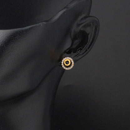 22K Yellow Gold Cubic Zirconia Hoop 2-Piece Set