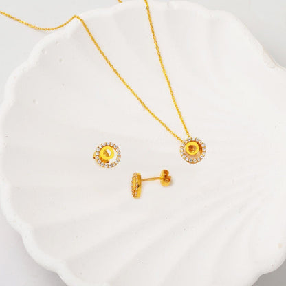 22K Yellow Gold Cubic Zirconia Hoop 2-Piece Set