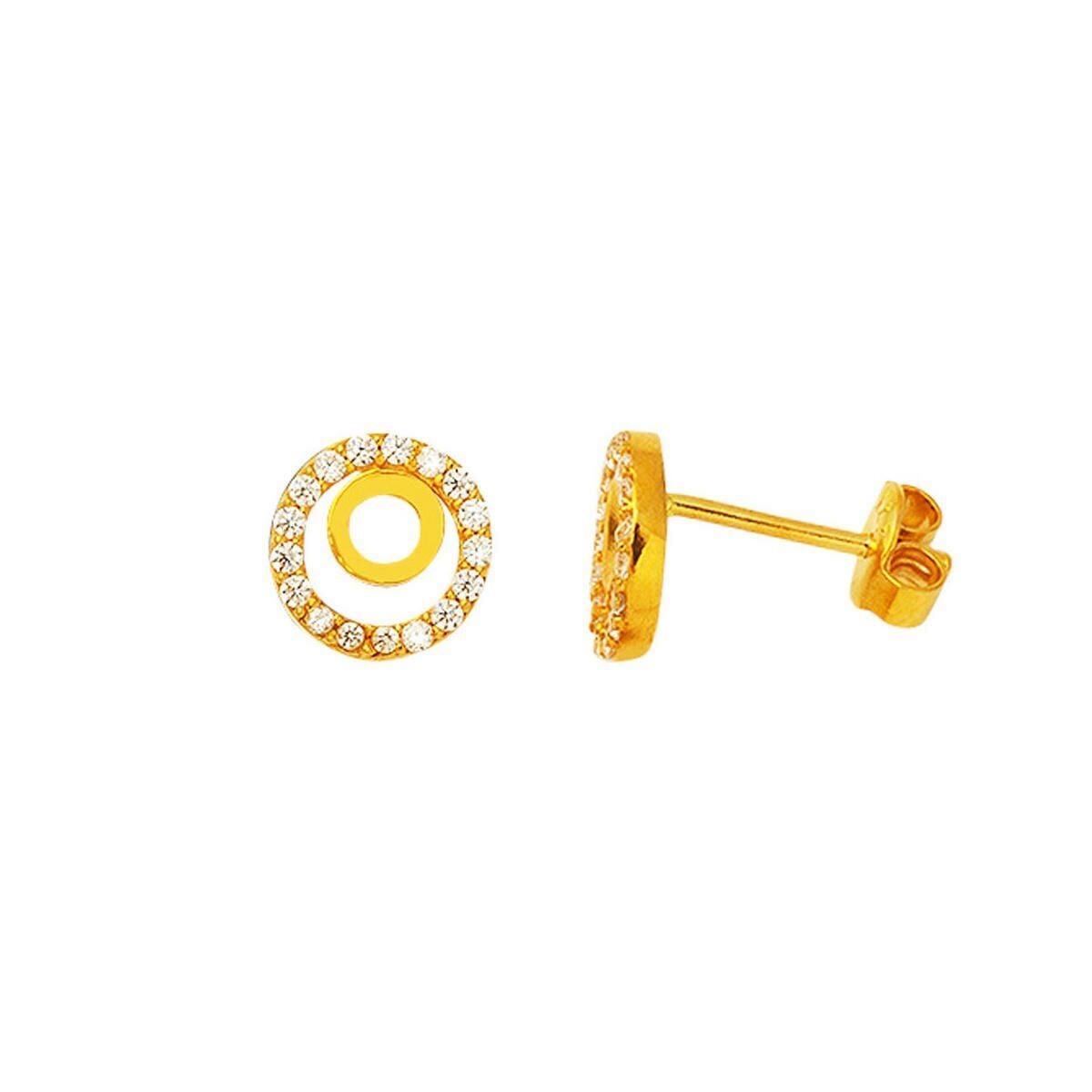 22K Yellow Gold Cubic Zirconia Hoop Earrings
