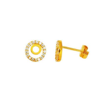 22K Yellow Gold Cubic Zirconia Hoop Earrings