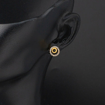 22K Yellow Gold Cubic Zirconia Hoop Earrings