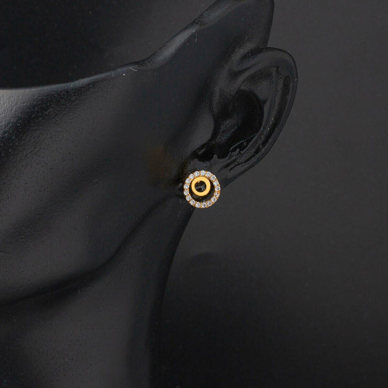 22K Yellow Gold Cubic Zirconia Hoop Earrings