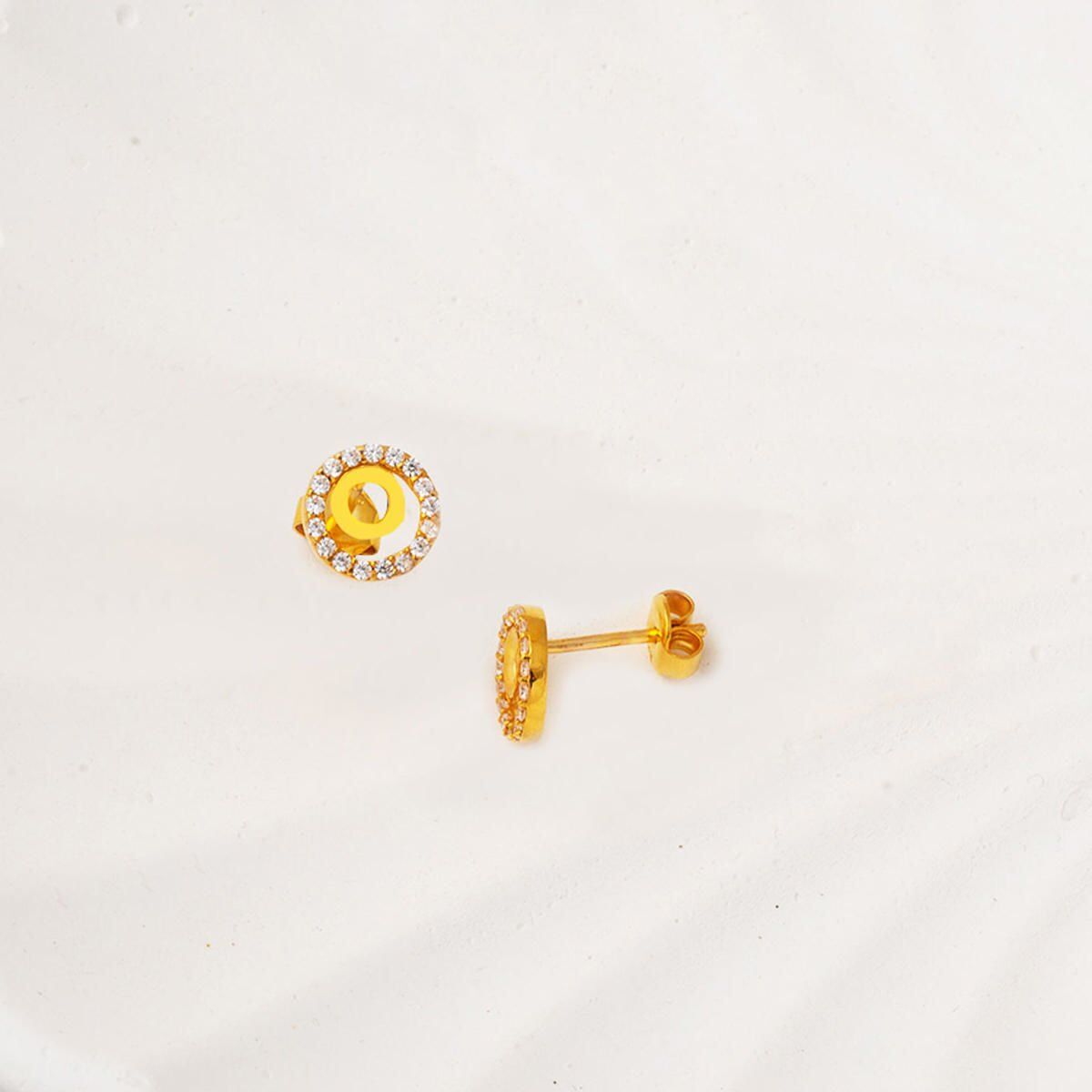 22K Yellow Gold Cubic Zirconia Hoop Earrings