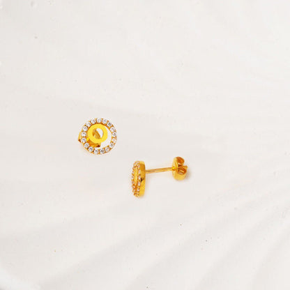 22K Yellow Gold Cubic Zirconia Hoop Earrings