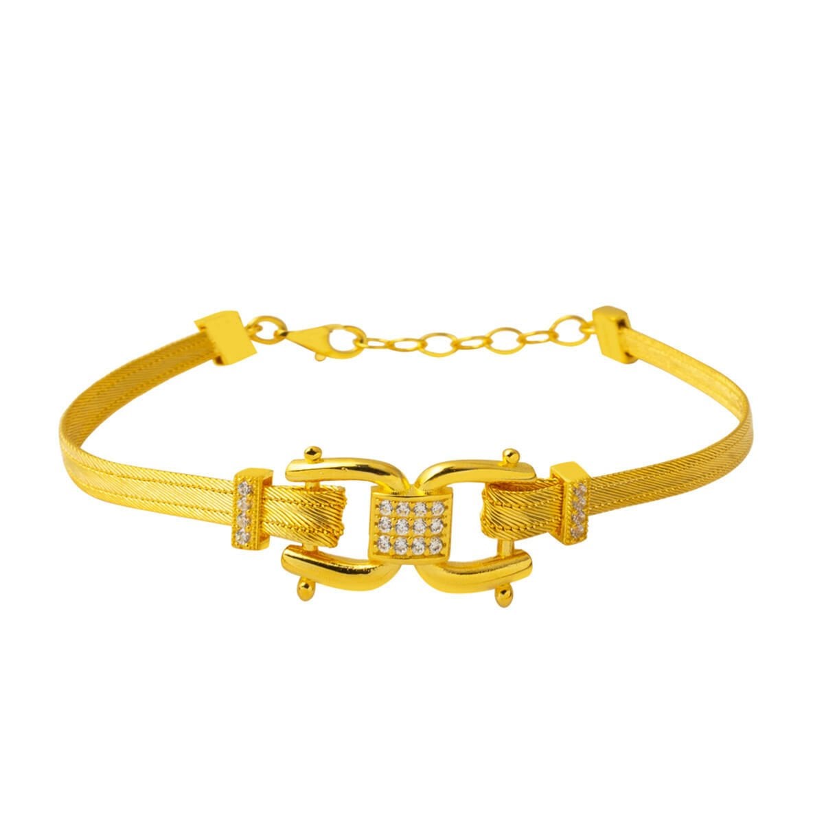 14K Yellow Gold Belt Trabzon Mesh Cubic Zirconia Bracelet