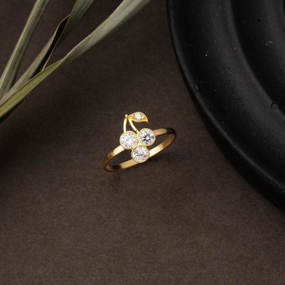 14K Yellow Gold Cherry Girl's Children's Cubic Zirconia Ring