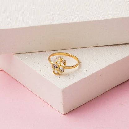 14K Yellow Gold Cherry Girl's Children's Cubic Zirconia Ring