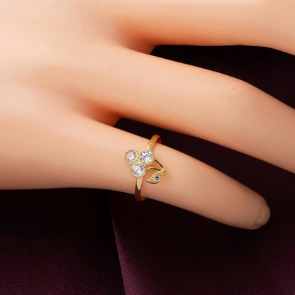 14K Yellow Gold Cherry Girl's Children's Cubic Zirconia Ring
