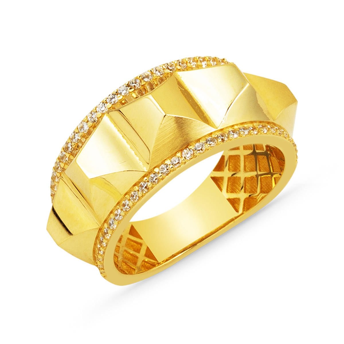 14K Yellow Gold Crystal Cubic Zirconia Ring