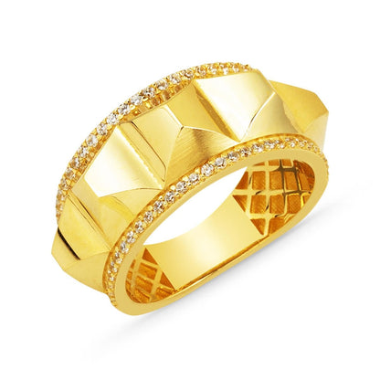 14K Yellow Gold Crystal Cubic Zirconia Ring