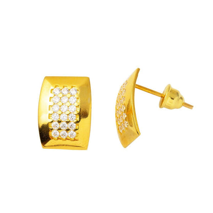 22K Yellow Gold Trabzon Mesh Cubic Zirconia Earrings (8 g)