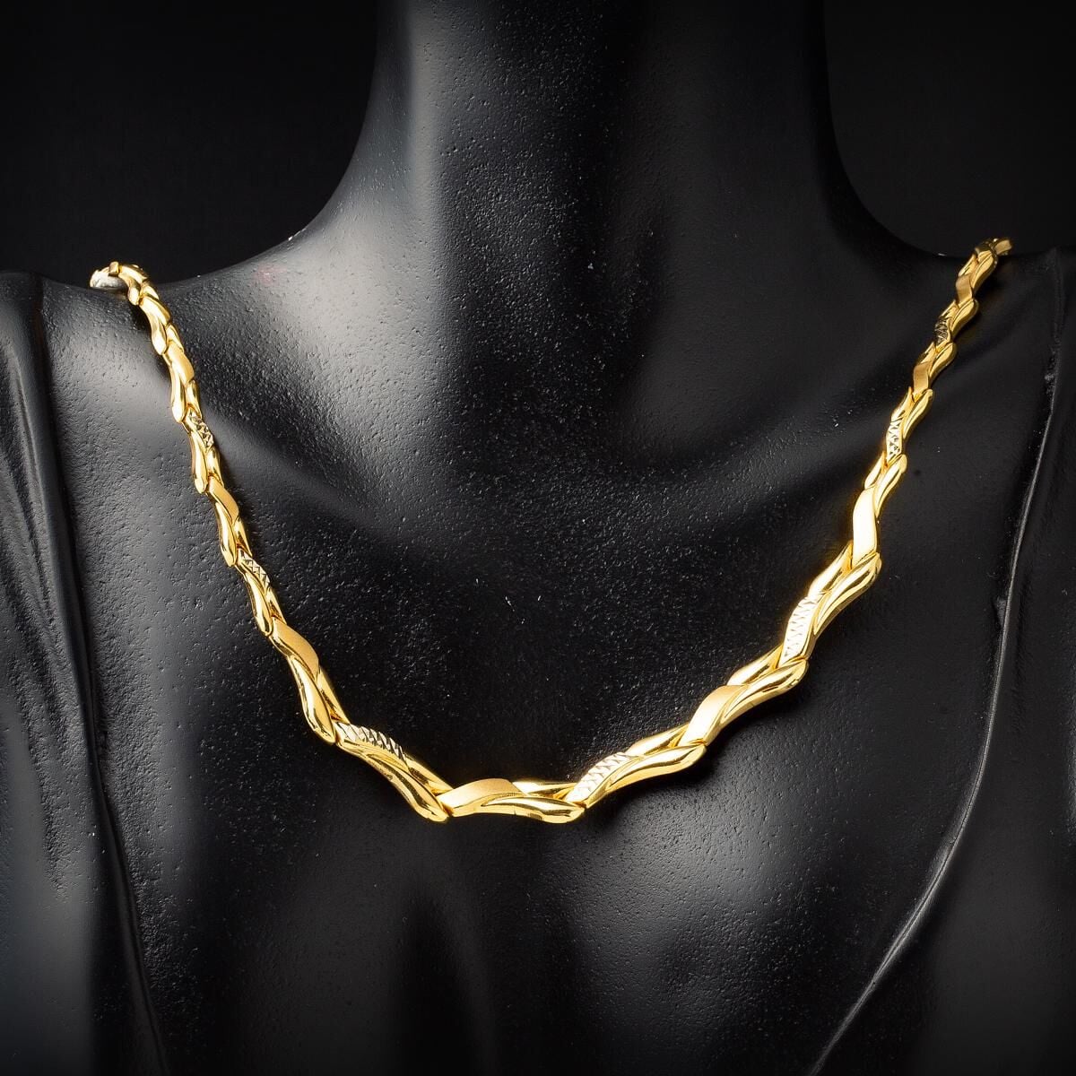 14K Yellow Gold Wedding Necklace Bracelet Earrings Set (19.37 g)