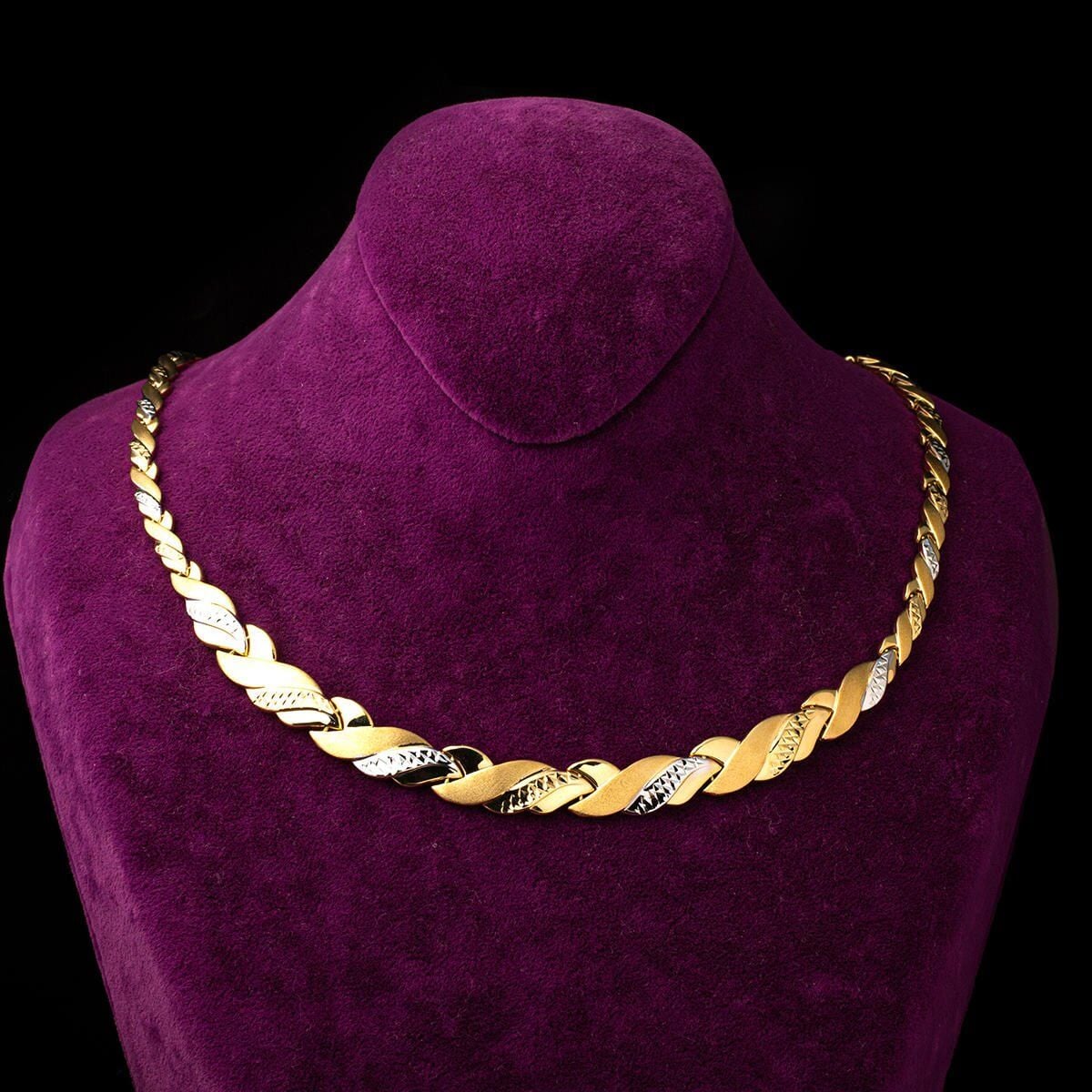 14K Yellow Gold Handcrafted Necklace Bracelet and Earrings Jewelry Set