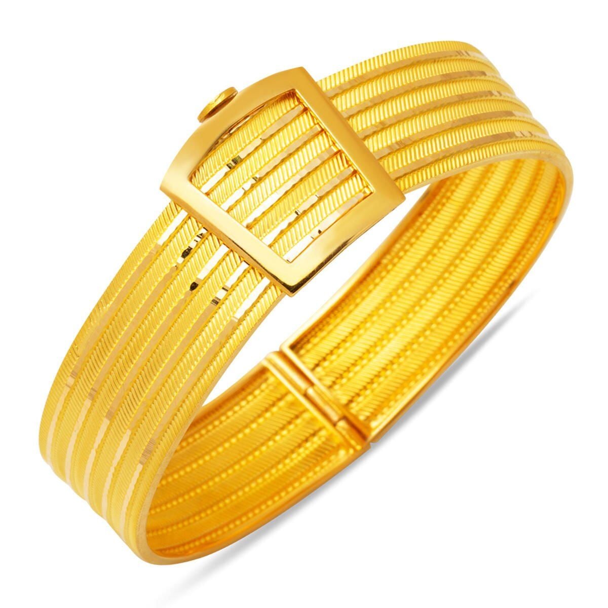 22K Yellow Gold Mesh Hinged Cuff Bangle (26.5 g)