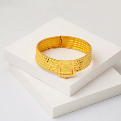 22K Yellow Gold Mesh Hinged Cuff Bangle (26.5 g)