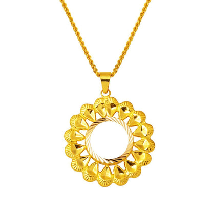 14K Yellow Gold Daisy Quarter Coin Frame Necklace