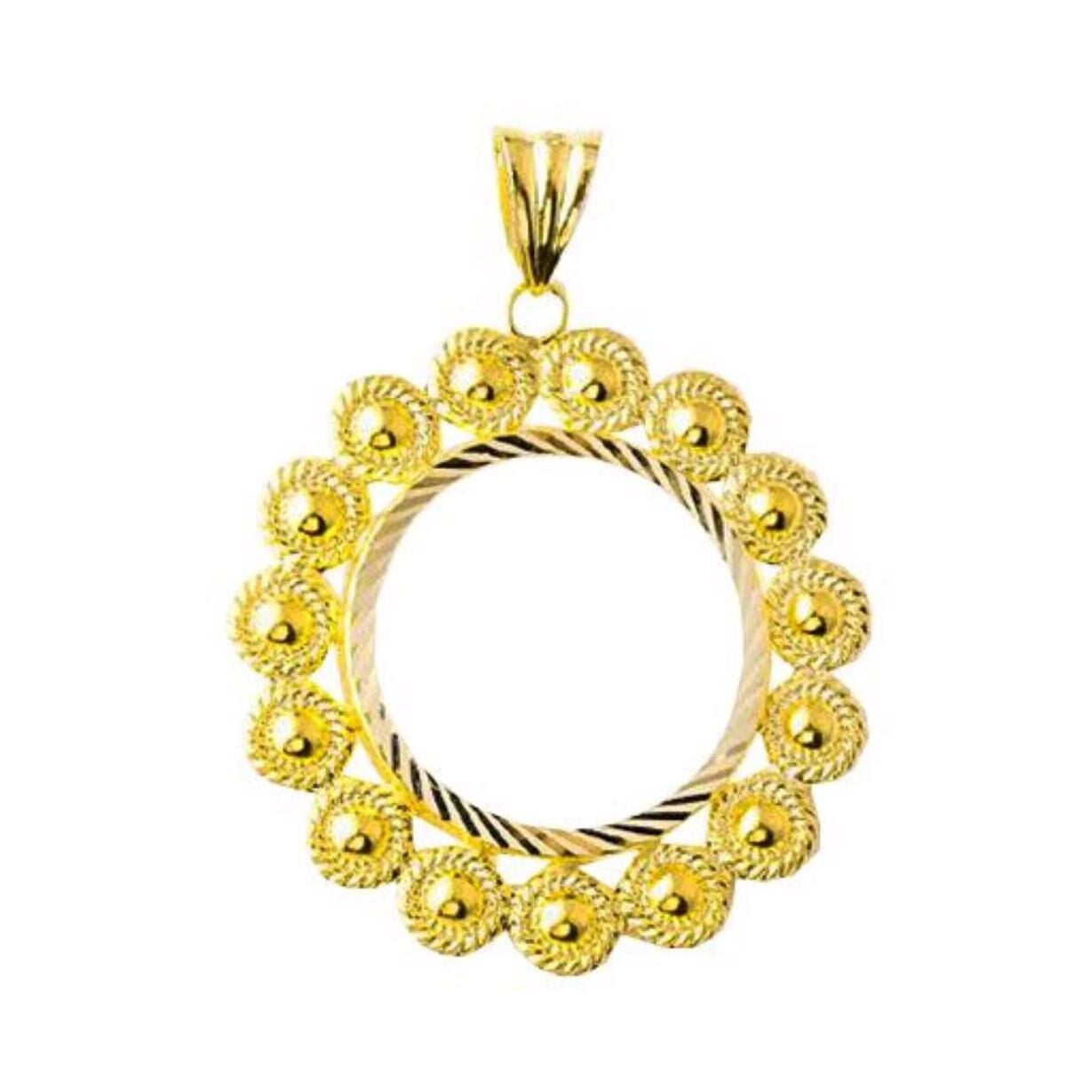14K Yellow Gold Daisy Half Bezel Necklace