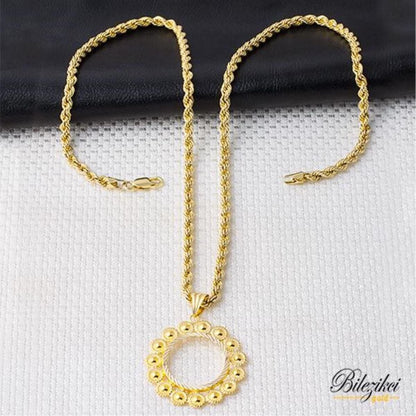 14K Yellow Gold Daisy Half Bezel Necklace